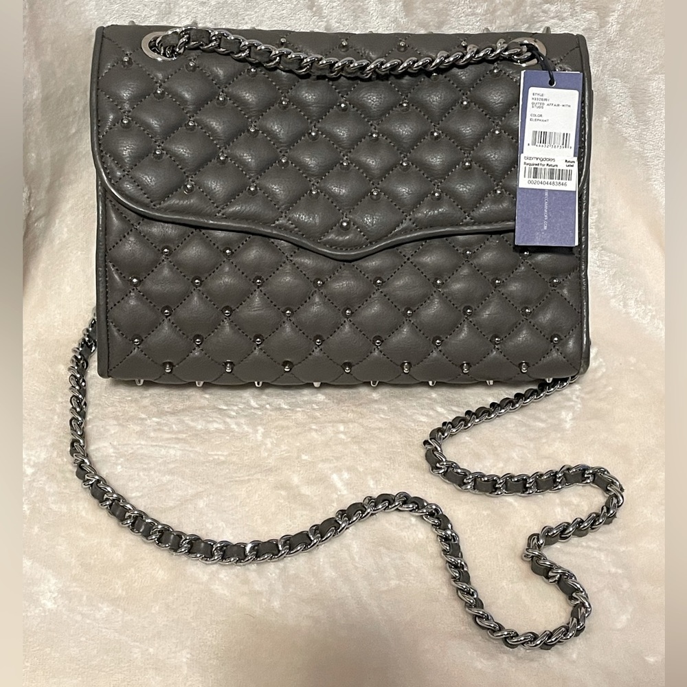 Rebecca Minkoff Quilted Affair purse with studs in gray